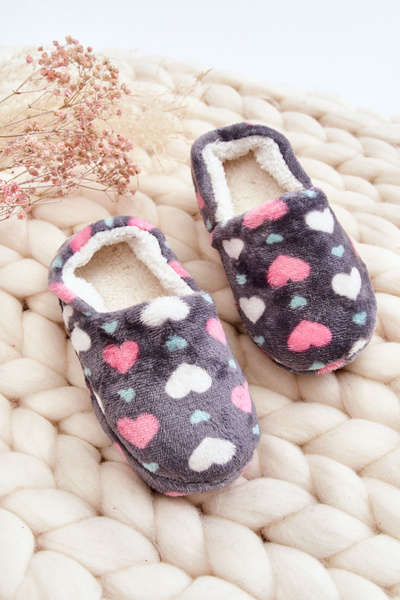 Children's Insulated Slip-On Slippers In The Heart Grey Meyra