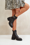 Women's Ankle Boots On Chunky Heels Insulated Made Of Natural Leather Black Vinceza 66682