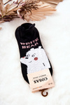 Ladies' Cotton Teddy Bear Socks COSAS Black and White