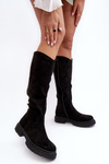 Women's Quilted Knee-High Boots Black Heliofa
