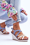 Wedge Sandals With Straps Blue Ellen