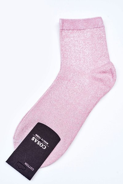 Women's Cotton Socks With Silver Thread COSAS Pink