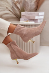 Women's Stiletto Boots Eco Suede With Pointed Toes Beige Irithare