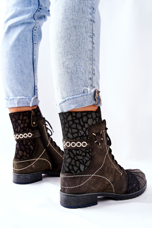 Women's Boots Leather Heated Maciejka Olive 03961-24