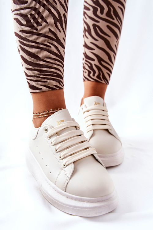 Leather Sneakers On A Platform Beige Lemmy