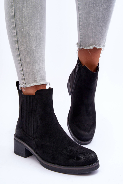 Women's Classic Suede Boots Black Metanassa