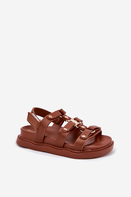 Girls sandals with gold detail brown Lunessa