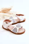 Children's Leather Sandals Brocade Hearts White Luisa