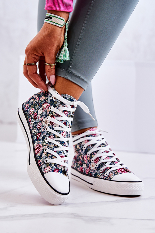 High Sneakers With Green Nollie Flowers