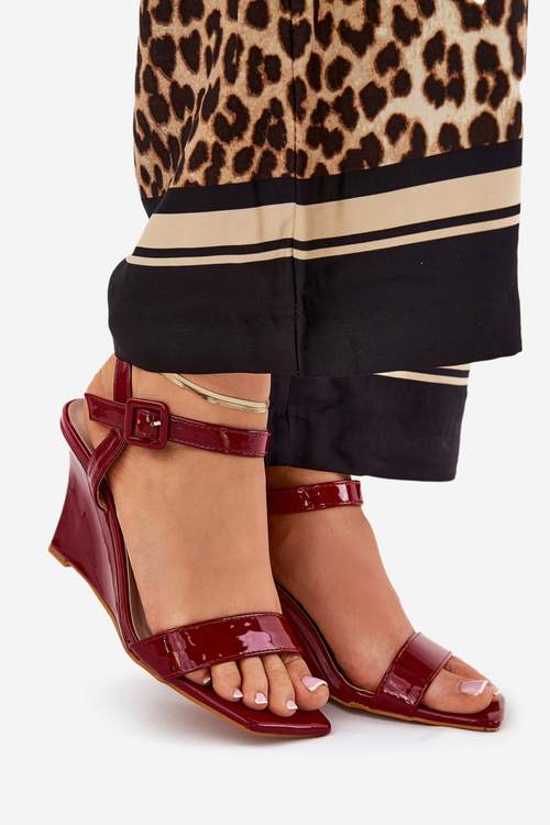 Lacquered Women's Wedge Sandals Bordeaux Vliraya