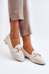 Women's Flat Heel Moccasins with Embellishment White Iluvana
