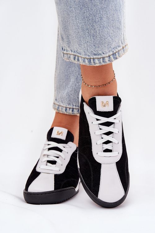 Buty Sportowe Damskie Skóra Naturalna Czarne Laura Messi 2935