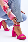 Fashionable Suede Square Heel Sandals Fuchsia Merila