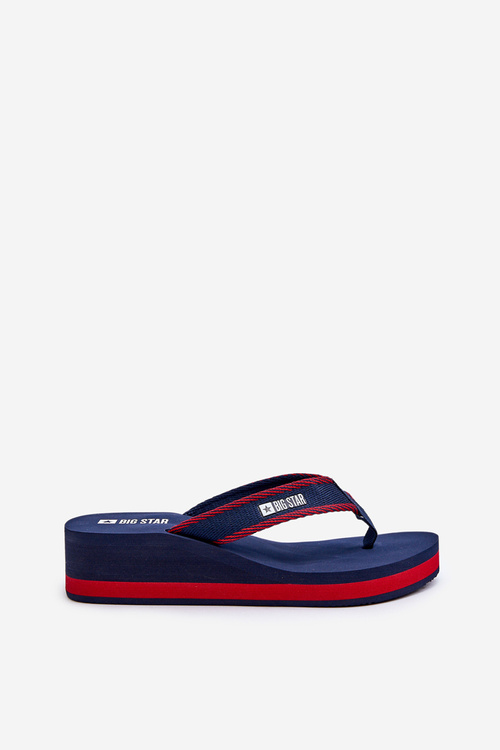 Women's Wedge Flip Flops by Big Star NN274A725 Navy Blue