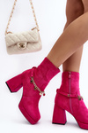 Women's ankle boots with chunky heel and chain detail Fuchsia Tiselo