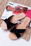 Women's Suede Flip Flops Black Fenefe