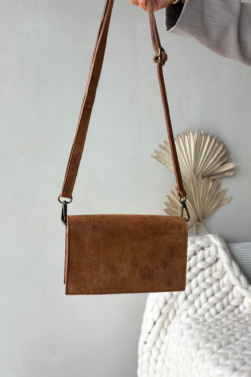 Bag Made of Natural Suede Camel Mirine