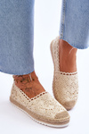 Lace Slip On Espadrilles Beige Blanco