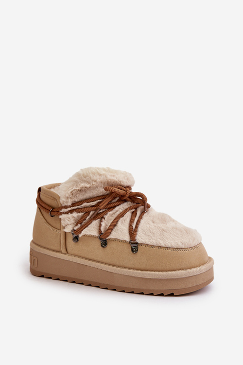 Low Snow Boots On Platform With Fur D.Franklin Beige DFSH370011