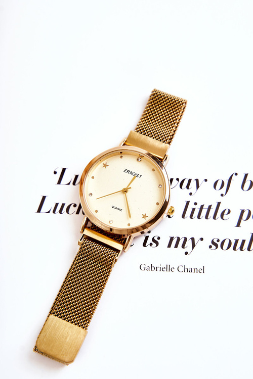 Watch On Mesh Bracelet Nickel Free ERNEST Gold