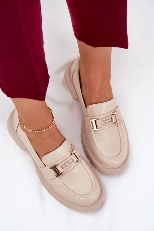 Women's Moccasins Made Of Eco Leather Beige Lomnela