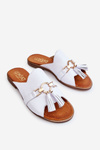 Women's Leather Slippers Lewski Shoes 3226 White
