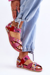 Leather Sandals With Drawstring Maciejka 03375-44 Pink