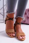 Lu Boo Panther Camel Fall In Love Women's Stiletto Sandals