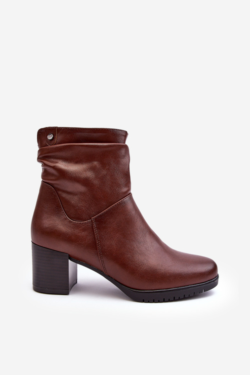 Women's Ruched Booties On Heel Brown Liriam