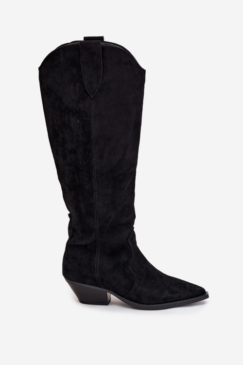 Insulated Cowboy Boots Heeled Made Of Eco Suede Black Jovianne