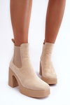 Leather Boots On Massive Heel Beige Sunilda