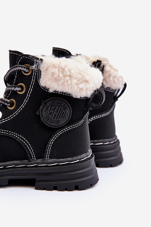 Children's Trapper Boots with Zip and Faux Fur Black Marialee