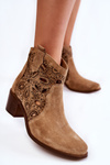 Openwork Suede Booties Lewski Shoes 3170/2 Beige
