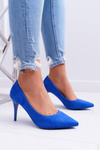 Ladies' Suede Pointed Heels Blue Cream