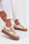Women's Platform Sneakers with Sheepskin Beige Frelina