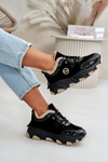 Sznurowane Buty Sportowe Damskie Ocieplane Na Platformie Czarne Verioras