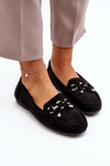 Women's Black Suede Moccasins with Decoration Daphikaia