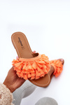 Flat Women's Slippers with Fringes Orange Rialle