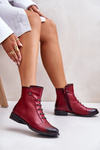 Insulated Women's Boots on Flat Heel Burgundy Labise