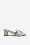 Women's Sandals In Mint Eco Suede On Heel Jemenna