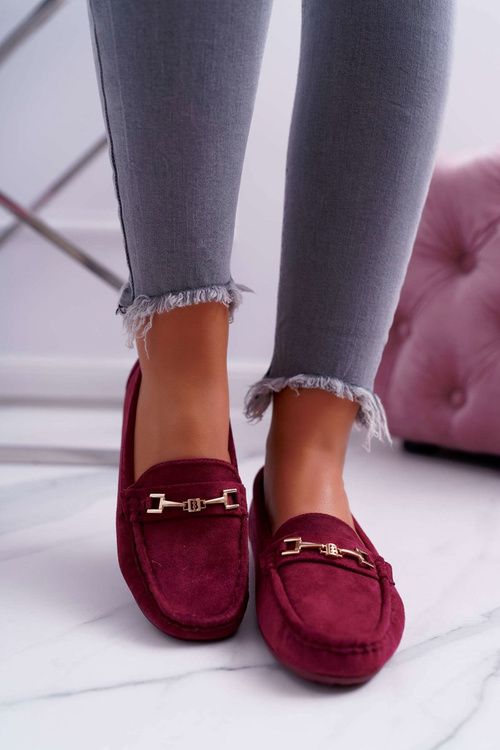 Women's Suede Comfort Moccasins Maroon Anzio