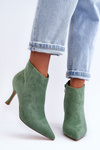 Botki Damskie Zamsz Szpilka Zielone Merisa 9555