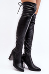 Leather Over the Knee Boots On a Heel Black Amalitas