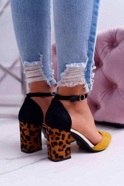 Women's Leopard Printed Stiletto pumps Yellow Ferri