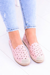 Lu Boo Pink Openwork Espadrilles with Flowers