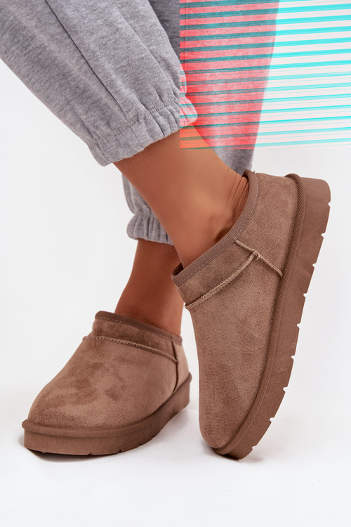 Damskie Śniegowce Ocieplane Futerkiem Brązowe Serenne