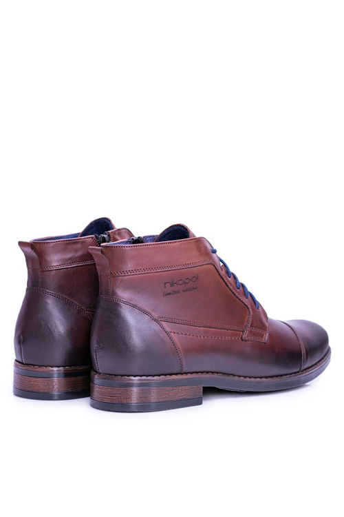 Men's Leather Boots With Zipper Brown Gregory