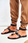 Lace-up Sandals With Stones Black Volare