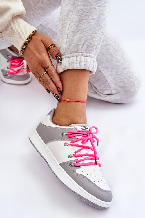Women's Classic Double Lace Up Trainers White-Grey Jella