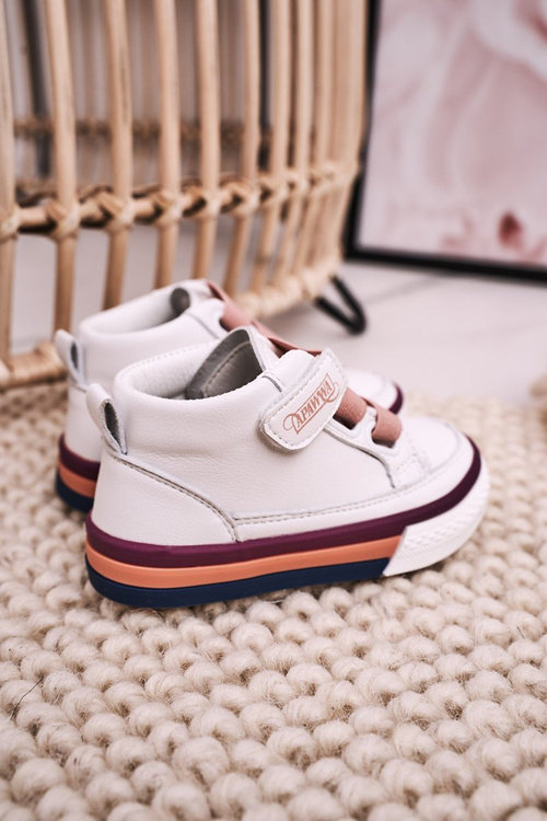 Children's High Sneakers With Welt White Pink Baxter